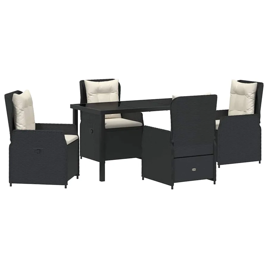 Ensemble de salle à manger pour jardin 5 pcs Noir polyrotin - 2