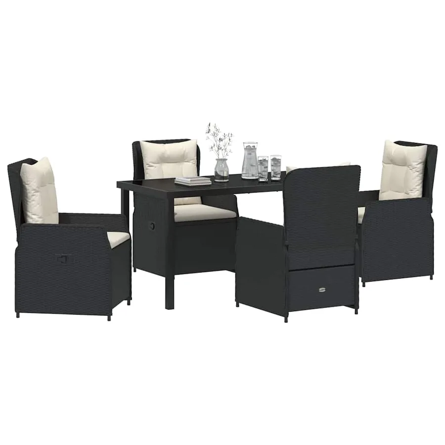 Ensemble de salle à manger pour jardin 5 pcs Noir polyrotin - 3