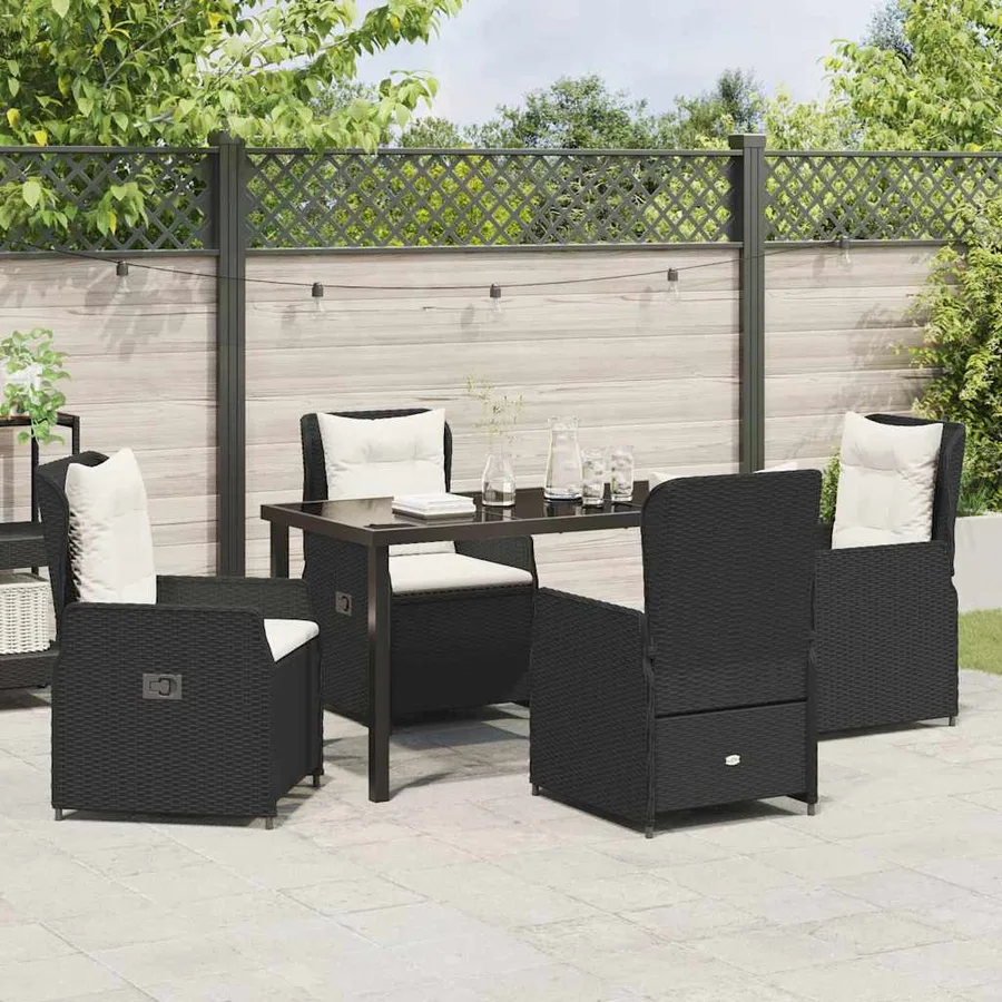 Ensemble de salle à manger pour jardin 5 pcs Noir polyrotin - 4