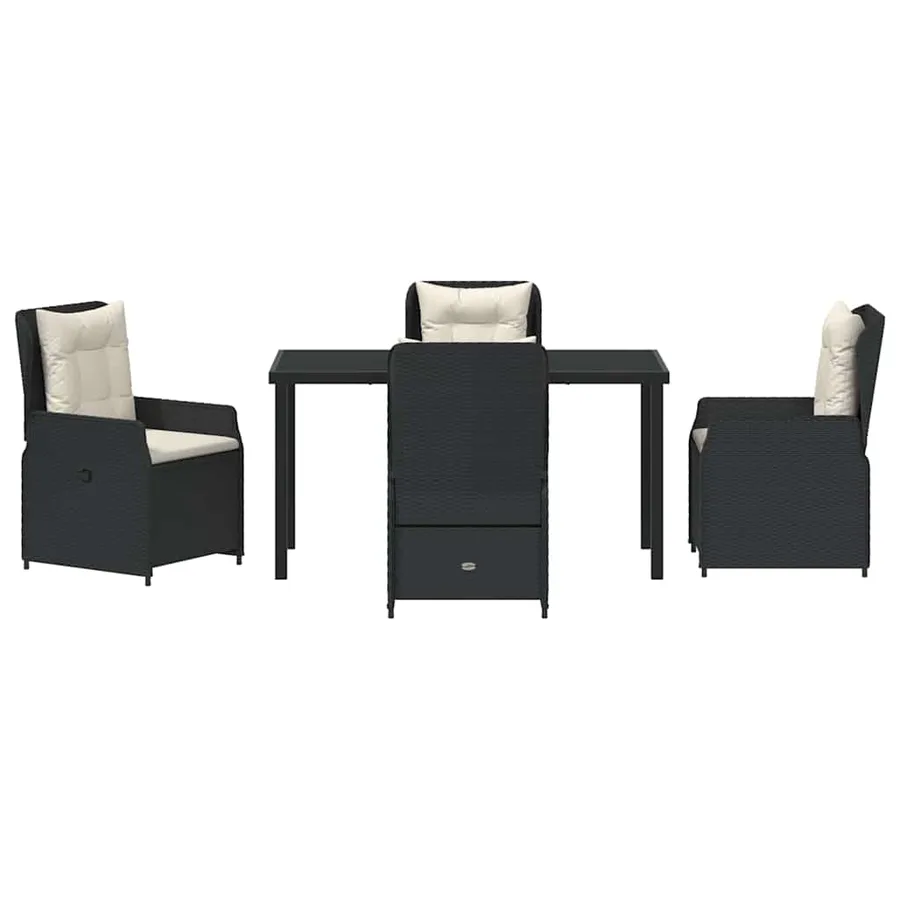 Ensemble de salle à manger pour jardin 5 pcs Noir polyrotin - 7