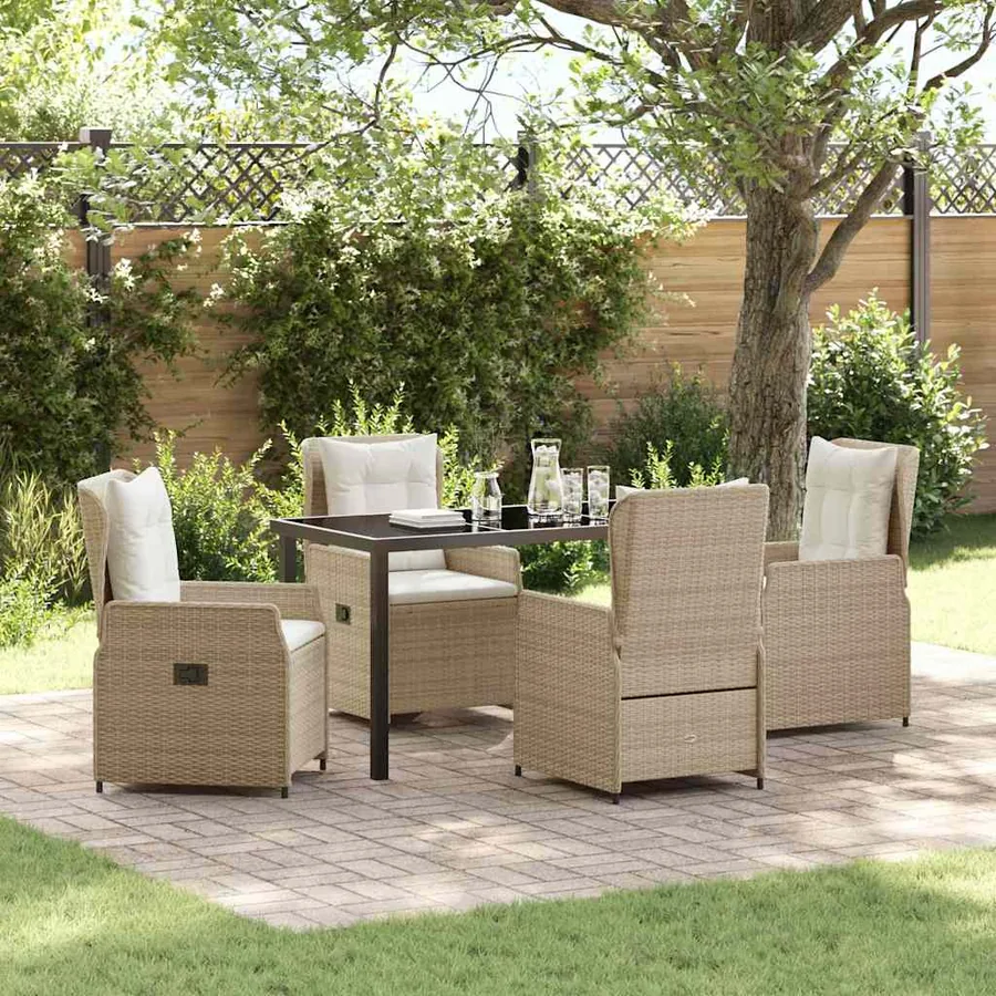 Ensemble de salle à manger pour jardin 5 pcs polyrotin