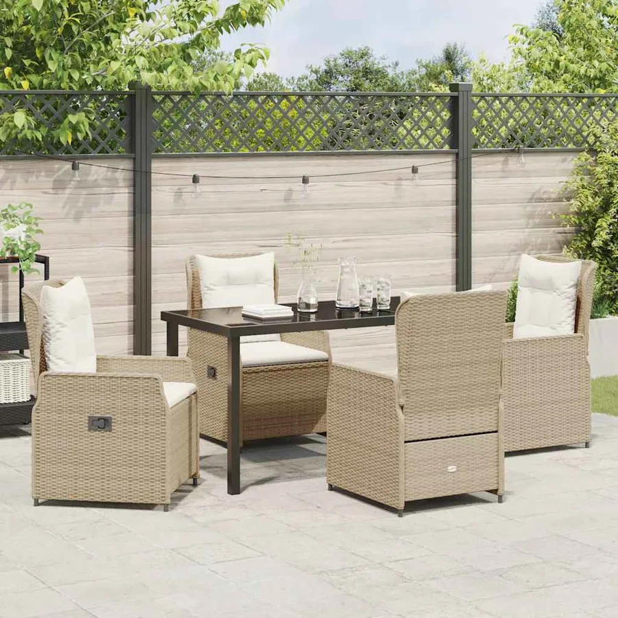 Ensemble de salle à manger pour jardin 5 pcs polyrotin - 4