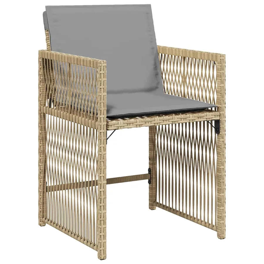 Ensemble de salle à manger pour jardin 9 pcs Beige polyrotin - 6