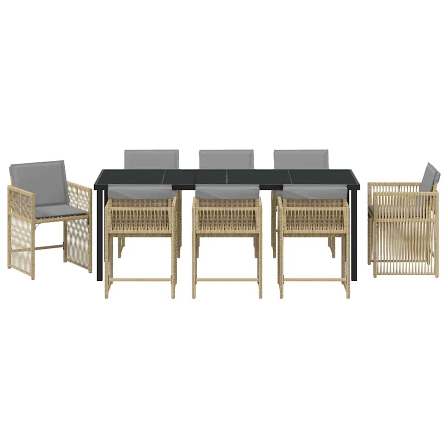 Ensemble de salle à manger pour jardin 9 pcs Beige polyrotin - 7