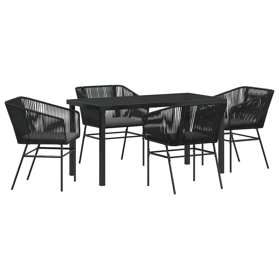 Ensemble de salle à manger pour jardin avec coussin 5 pcs Noir - 2