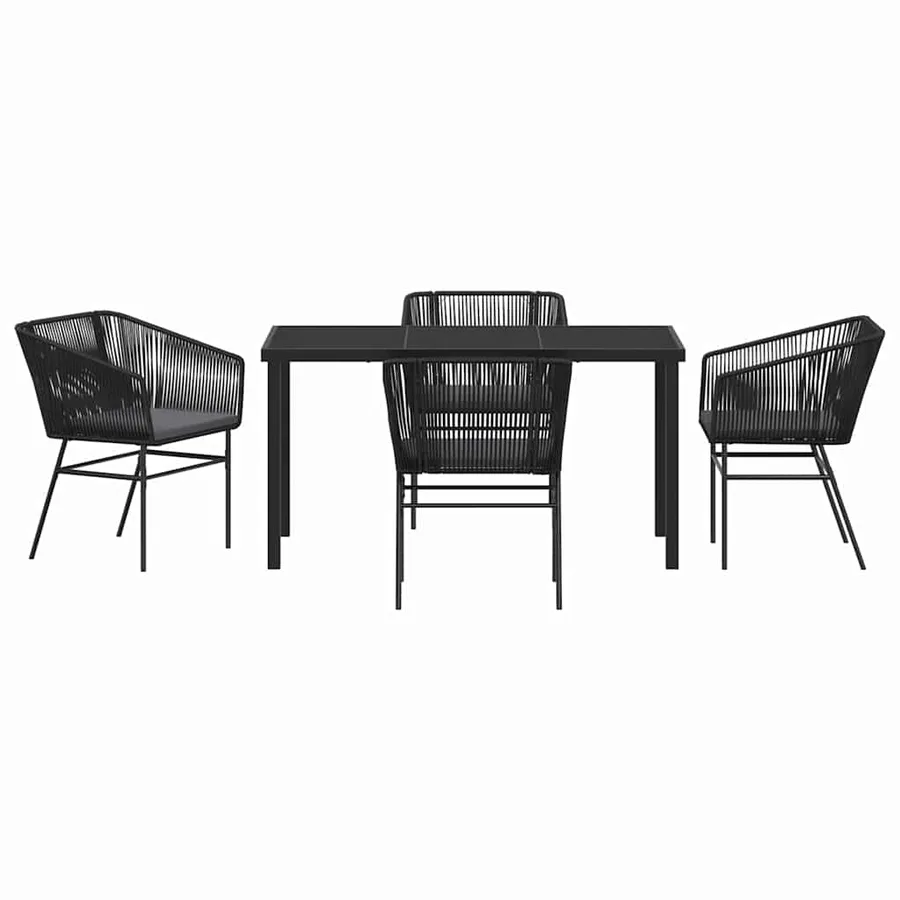 Ensemble de salle à manger pour jardin avec coussin 5 pcs Noir - 7