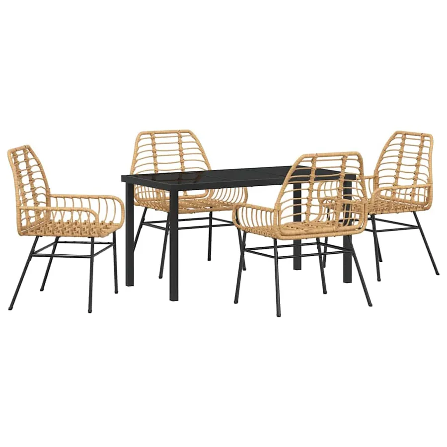 Ensemble de salle à manger pour jardin 5 pcs Marron polyrotin - 2
