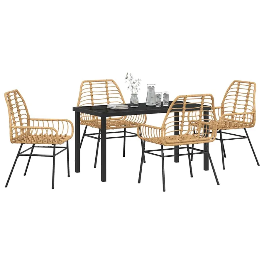 Ensemble de salle à manger pour jardin 5 pcs Marron polyrotin - 3