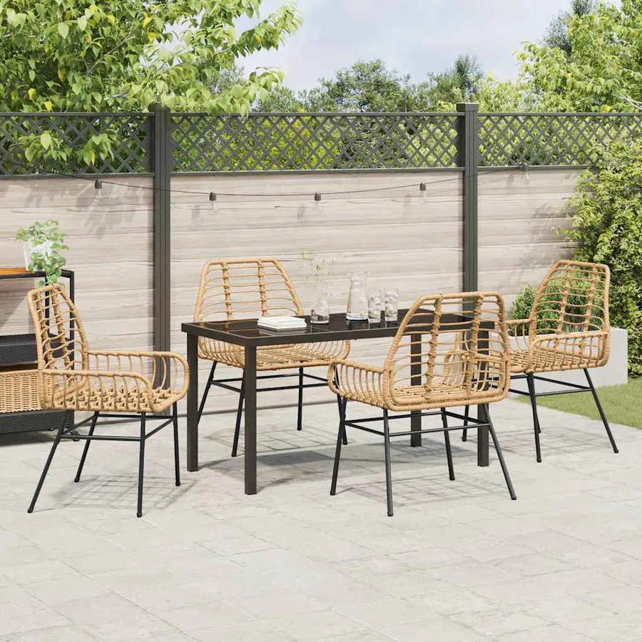 Ensemble de salle à manger pour jardin 5 pcs Marron polyrotin - 4