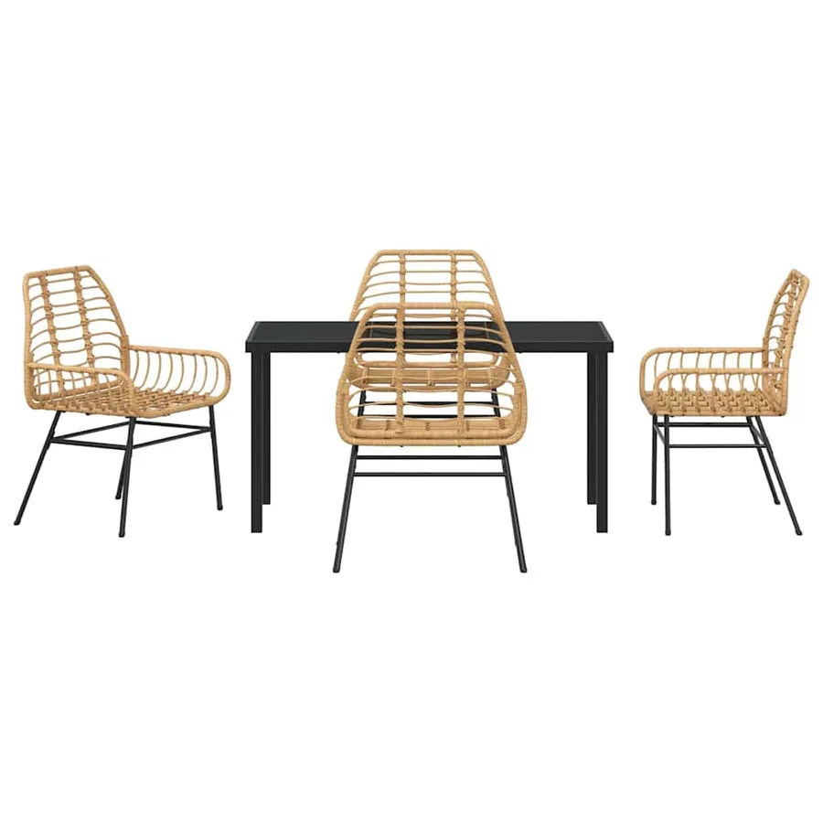 Ensemble de salle à manger pour jardin 5 pcs Marron polyrotin - 7