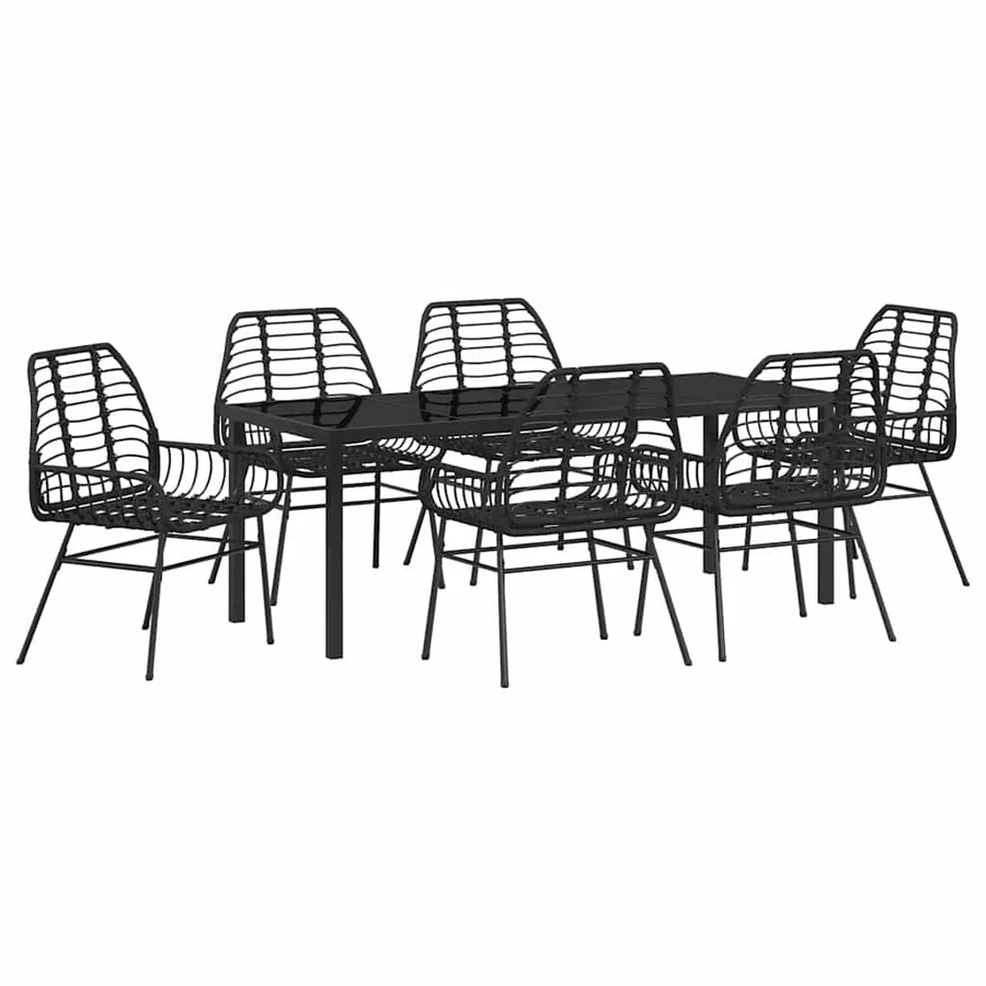 Ensemble de salle à manger pour jardin 7 pcs Noir polyrotin - 2