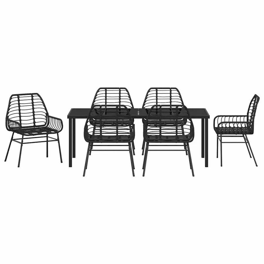 Ensemble de salle à manger pour jardin 7 pcs Noir polyrotin - 7