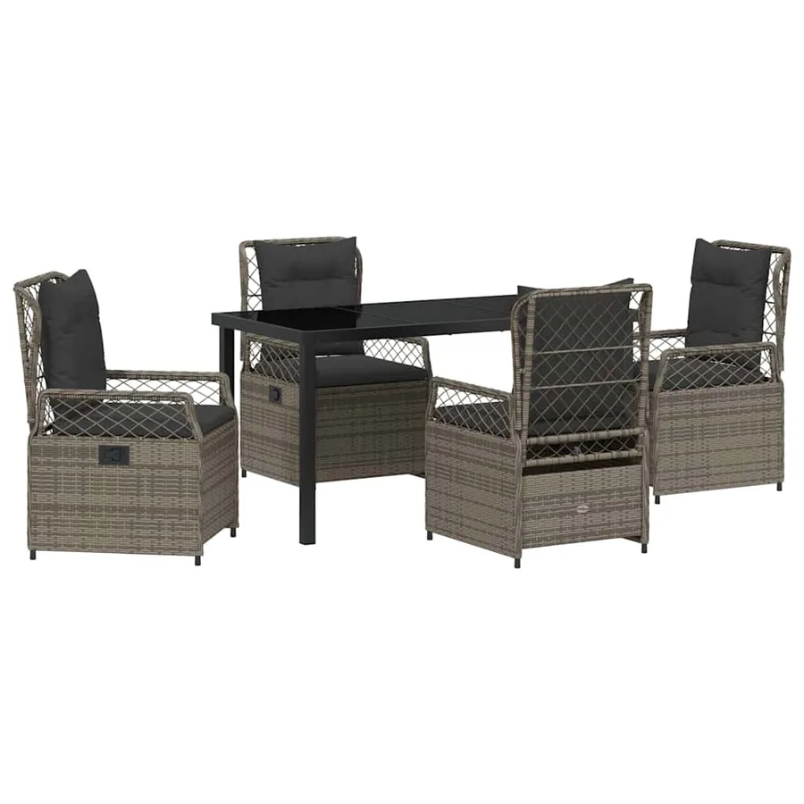 Ensemble de salle à manger pour jardin 5 pcs Gris polyrotin - 2
