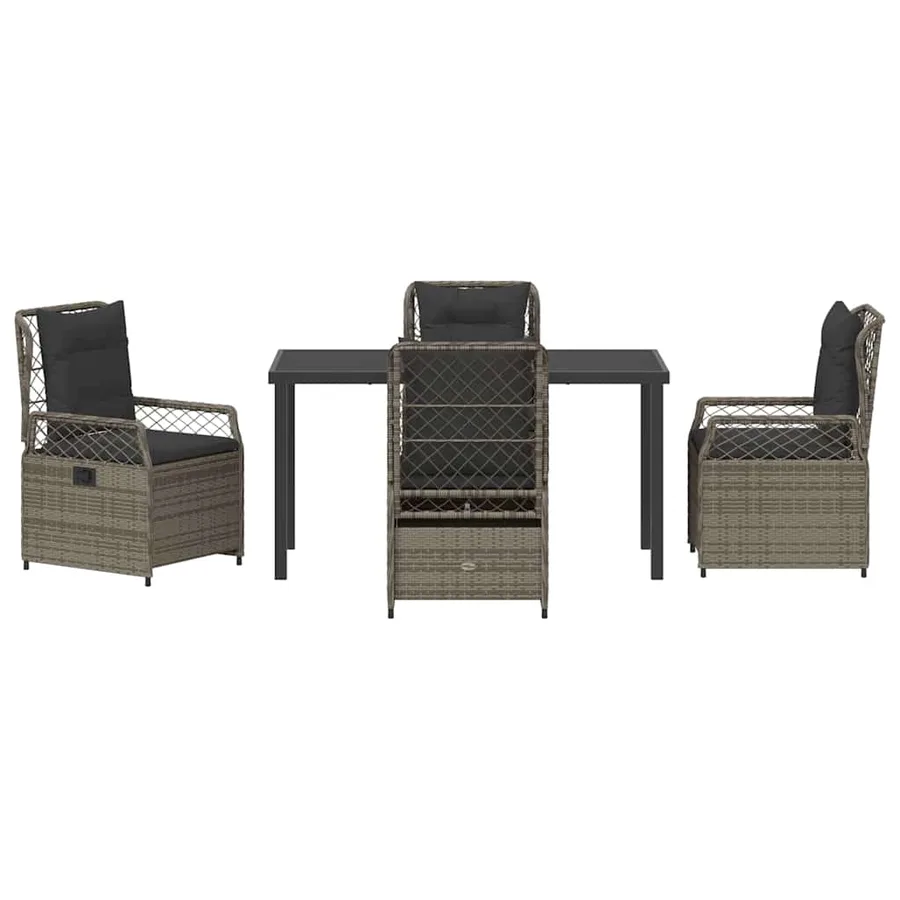 Ensemble de salle à manger pour jardin 5 pcs Gris polyrotin - 7