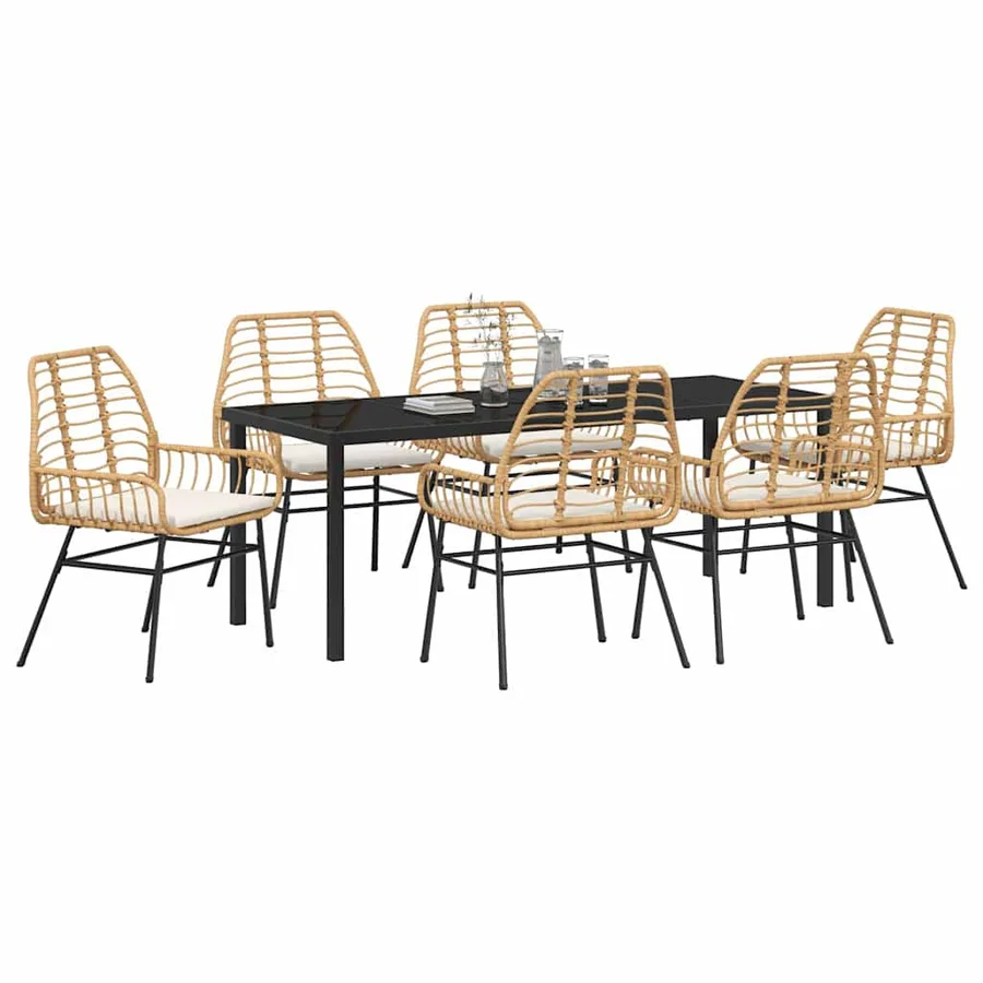 Ensemble de salle à manger pour jardin 7 pcs Marron polyrotin - 3