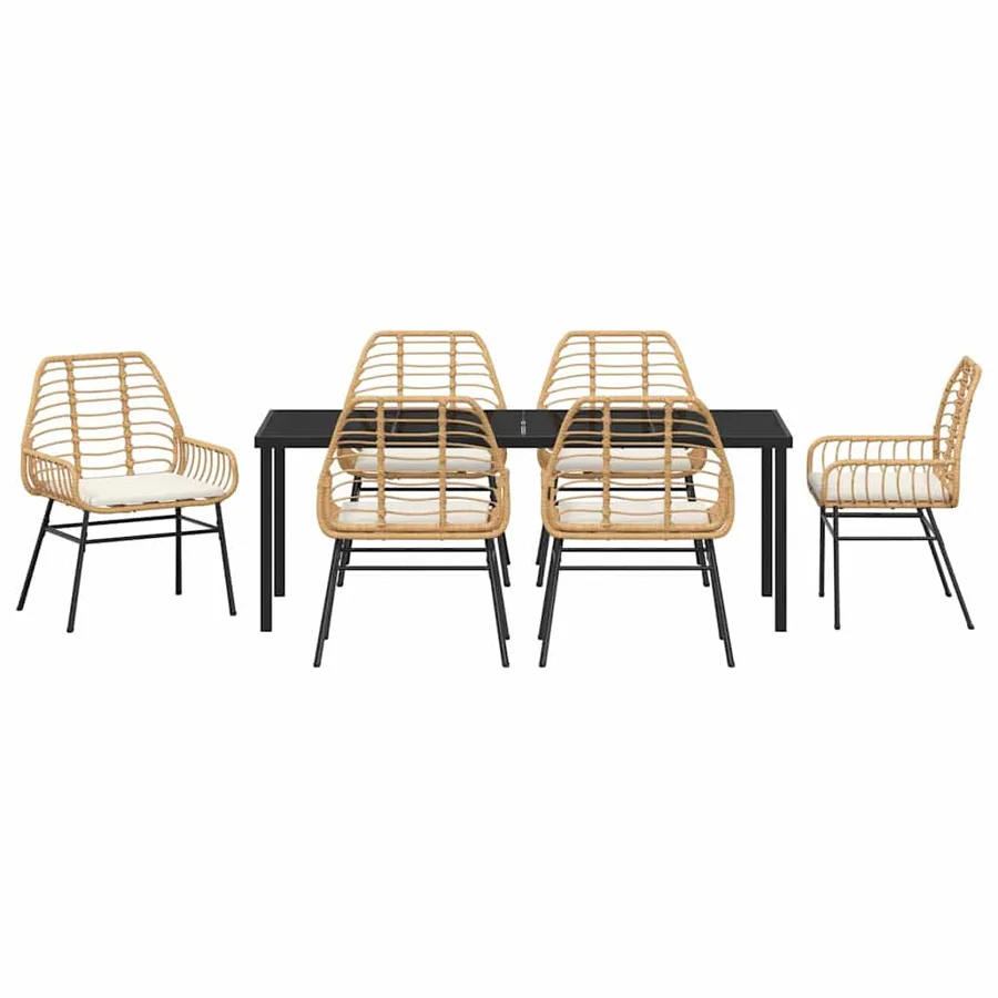 Ensemble de salle à manger pour jardin 7 pcs Marron polyrotin - 7