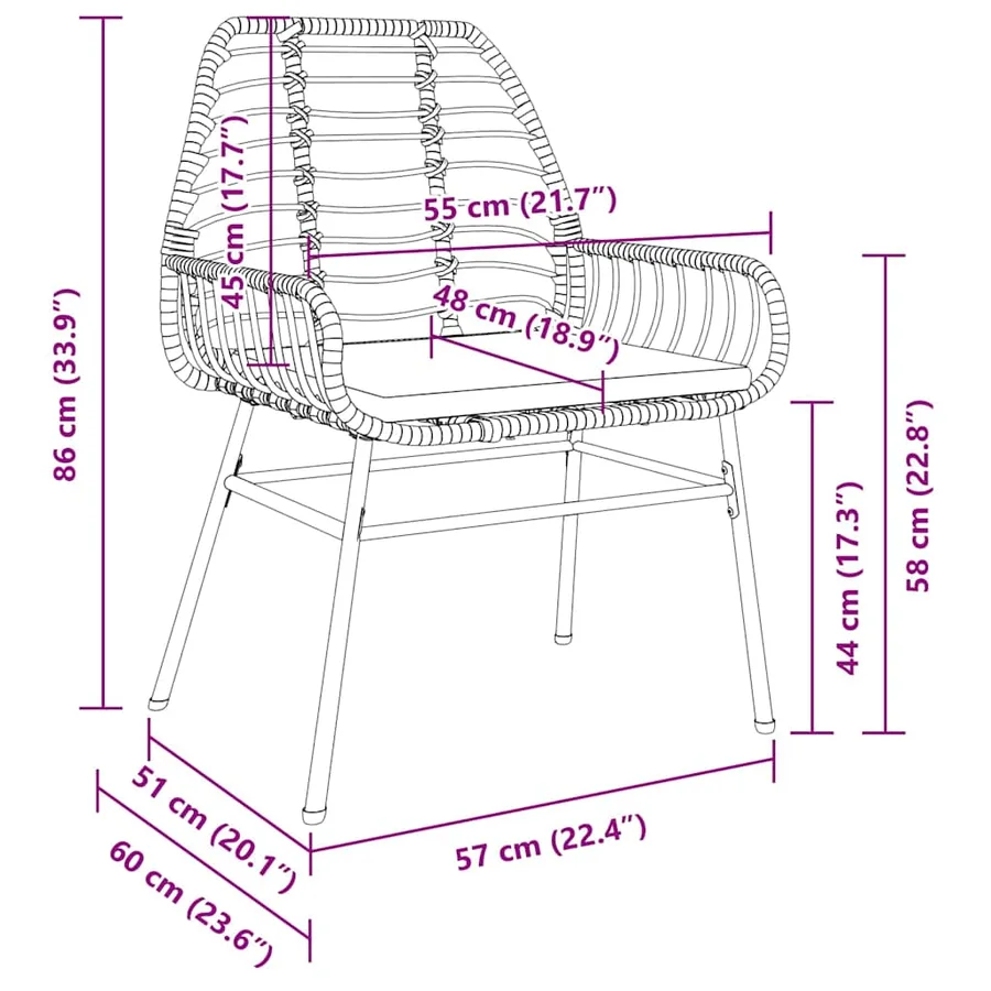 Ensemble de salle à manger pour jardin 7 pcs Marron polyrotin - 8