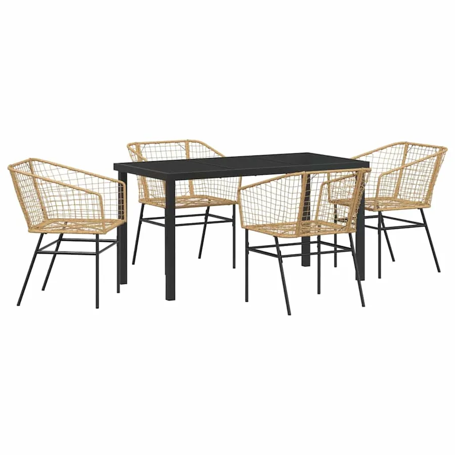Ensemble de salle à manger pour jardin 5 pcs Marron polyrotin - 2