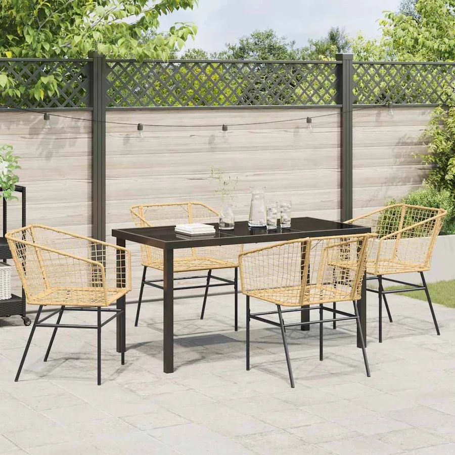 Ensemble de salle à manger pour jardin 5 pcs Marron polyrotin - 4