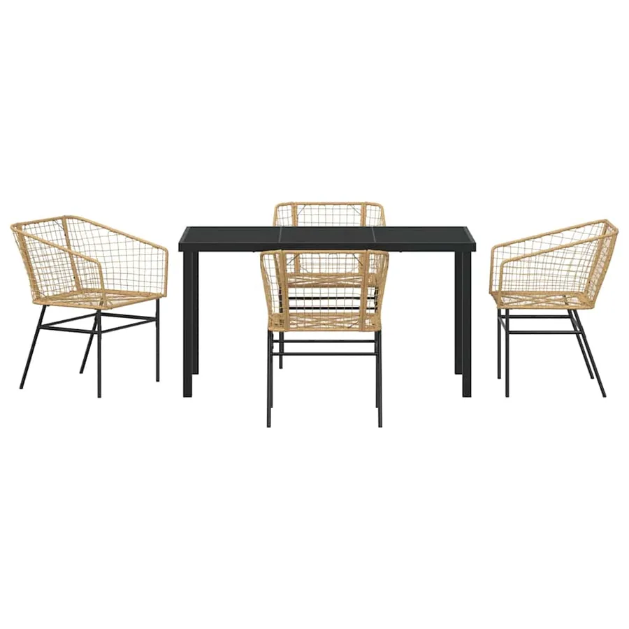 Ensemble de salle à manger pour jardin 5 pcs Marron polyrotin - 7