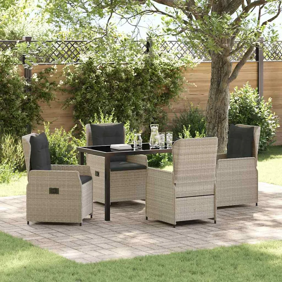 Ensemble de salle à manger pour jardin 5 pcs Gris clair
