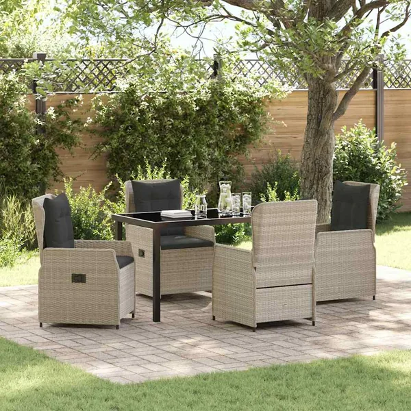 Ensemble de salle à manger pour jardin 5 pcs Gris clair