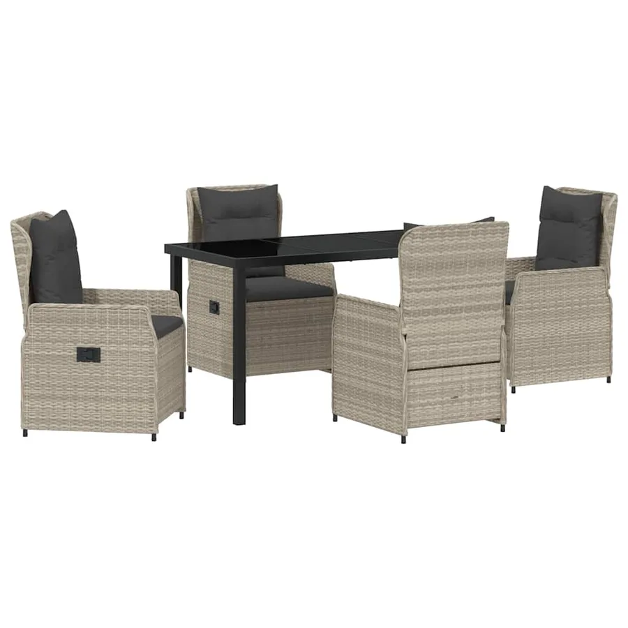 Ensemble de salle à manger pour jardin 5 pcs Gris clair - 2