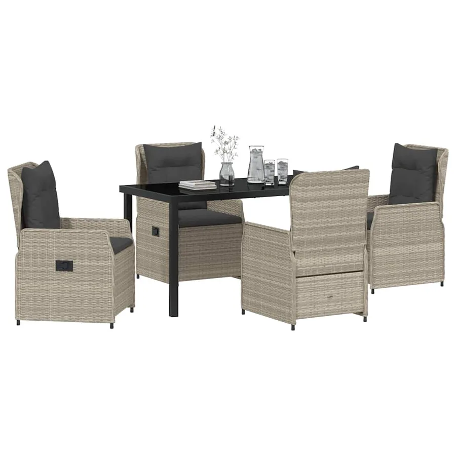 Ensemble de salle à manger pour jardin 5 pcs Gris clair - 3