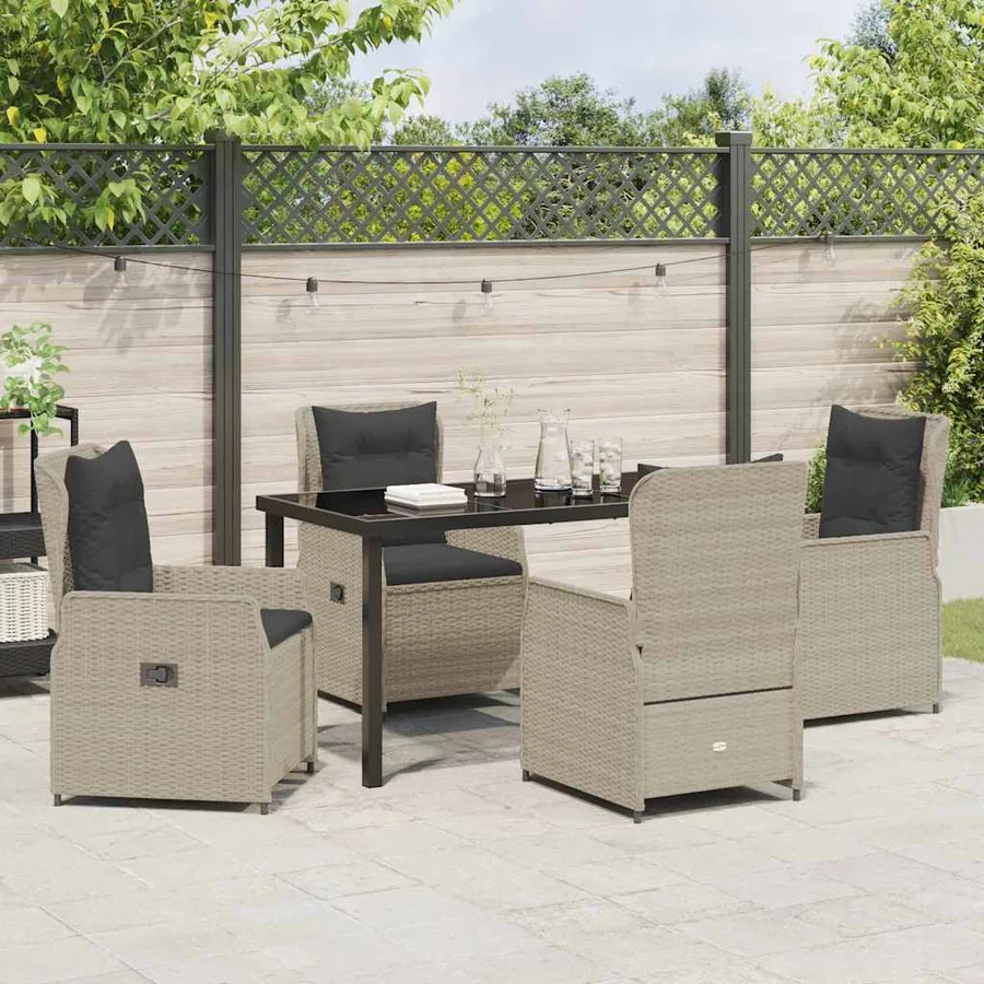 Ensemble de salle à manger pour jardin 5 pcs Gris clair - 4
