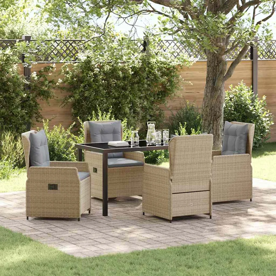 Ensemble de salle à manger pour jardin 5 pcs polyrotin