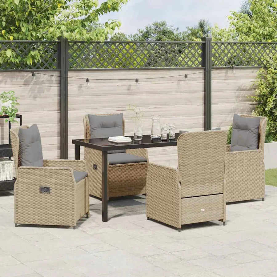 Ensemble de salle à manger pour jardin 5 pcs polyrotin - 4