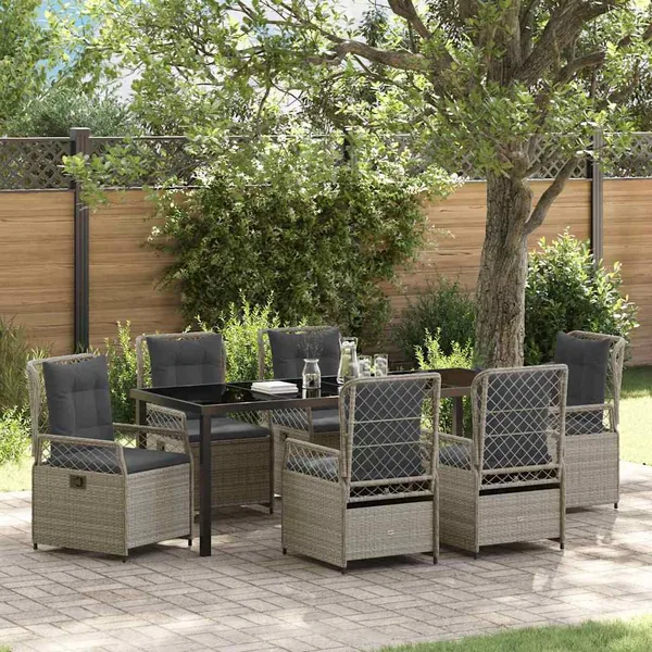 Ensemble de salle à manger pour jardin 7 pcs Gris clair
