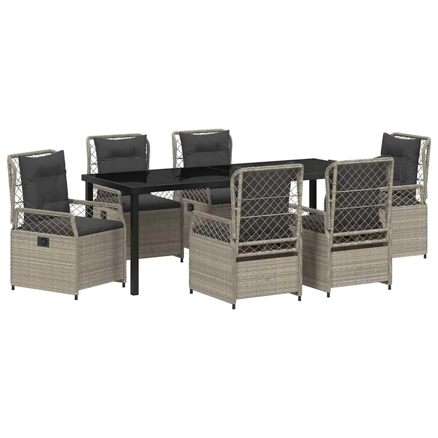 Ensemble de salle à manger pour jardin 7 pcs Gris clair - 2