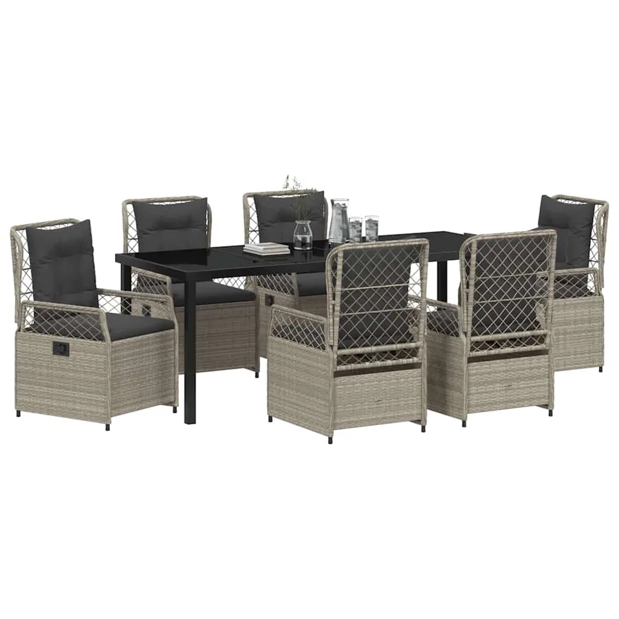 Ensemble de salle à manger pour jardin 7 pcs Gris clair - 3