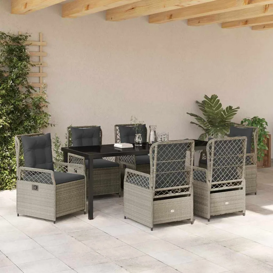 Ensemble de salle à manger pour jardin 7 pcs Gris clair - 4