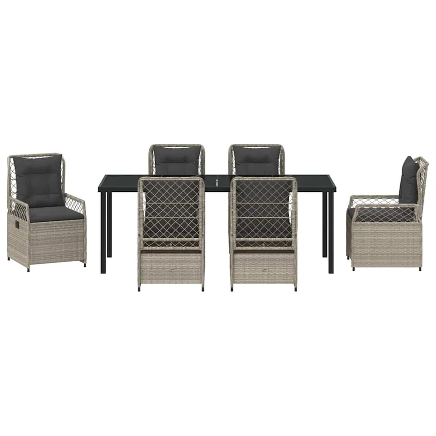 Ensemble de salle à manger pour jardin 7 pcs Gris clair - 7