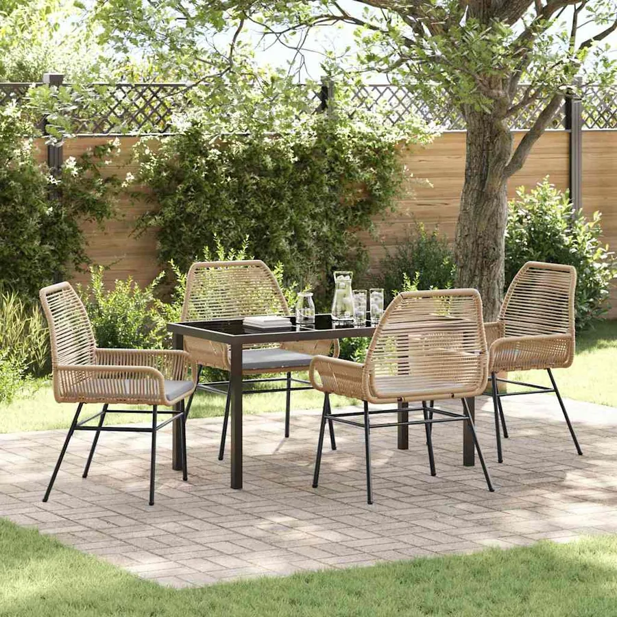 Ensemble de salle à manger pour jardin 5 pcs Marron polyrotin