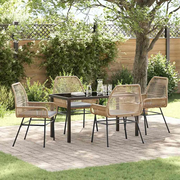 Ensemble de salle à manger pour jardin 5 pcs Marron polyrotin