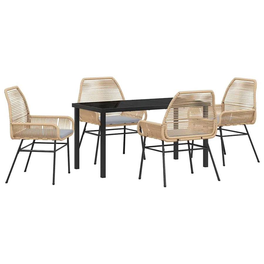 Ensemble de salle à manger pour jardin 5 pcs Marron polyrotin - 2
