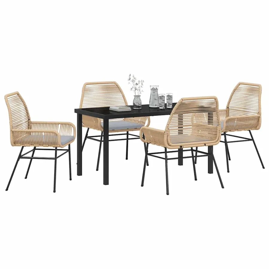 Ensemble de salle à manger pour jardin 5 pcs Marron polyrotin - 3