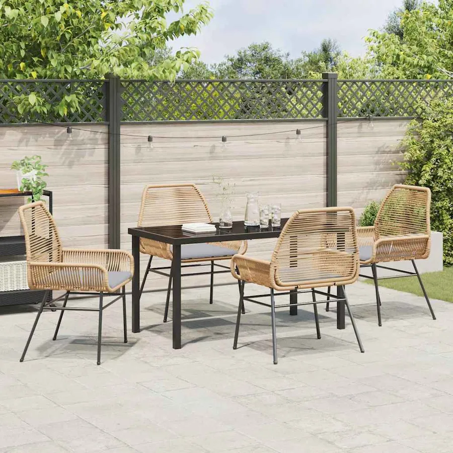 Ensemble de salle à manger pour jardin 5 pcs Marron polyrotin - 4