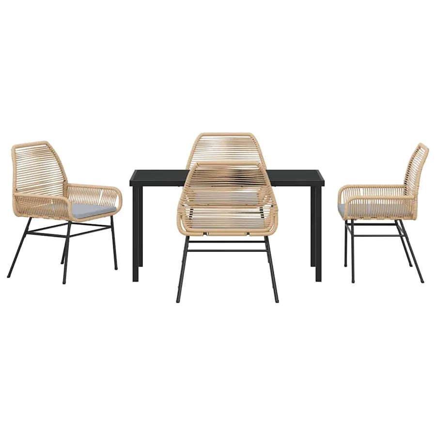Ensemble de salle à manger pour jardin 5 pcs Marron polyrotin - 7