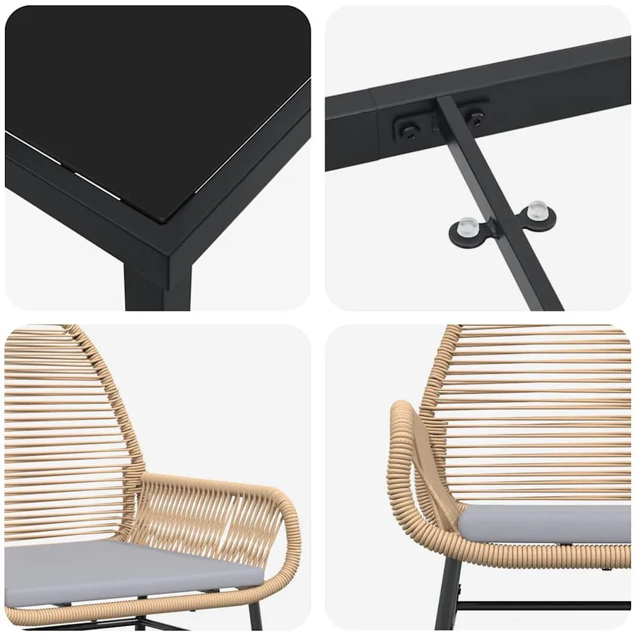 Ensemble de salle à manger pour jardin 5 pcs Marron polyrotin - 9