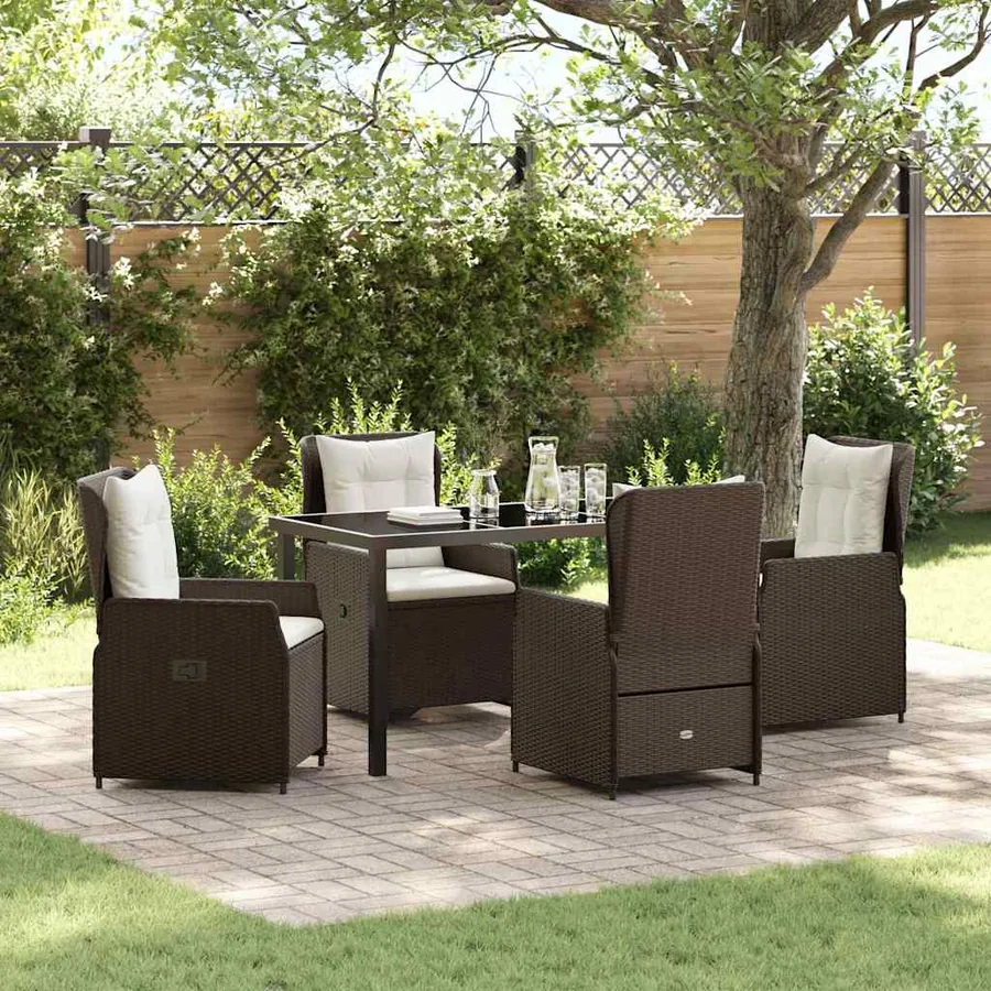 Ensemble de salle à manger pour jardin 5 pcs Marron polyrotin