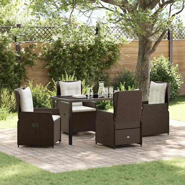 Ensemble de salle à manger pour jardin 5 pcs Marron polyrotin