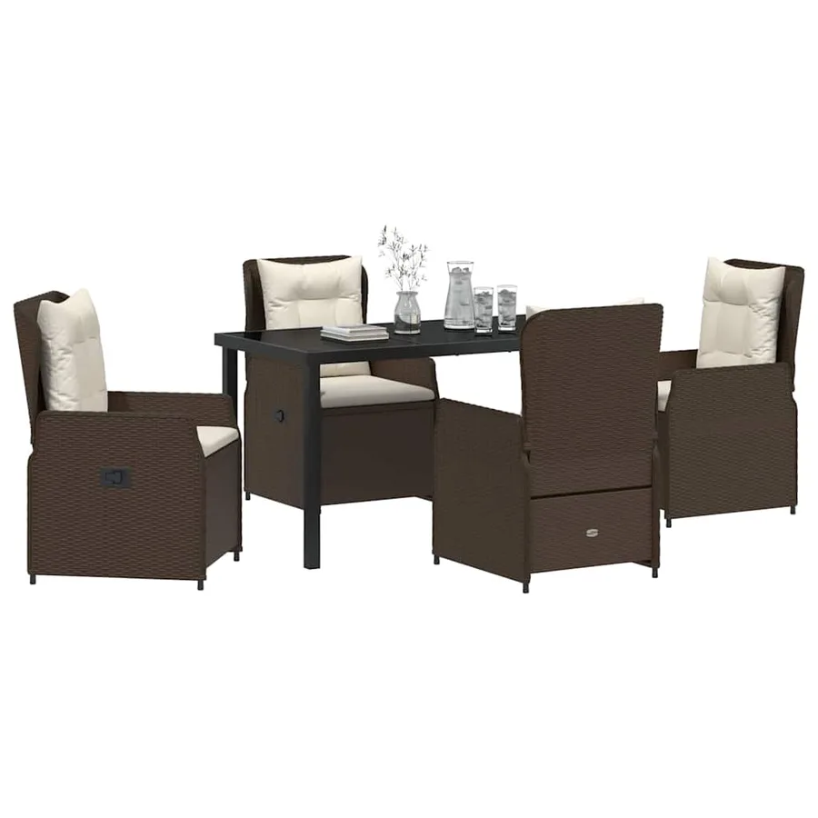 Ensemble de salle à manger pour jardin 5 pcs Marron polyrotin - 3