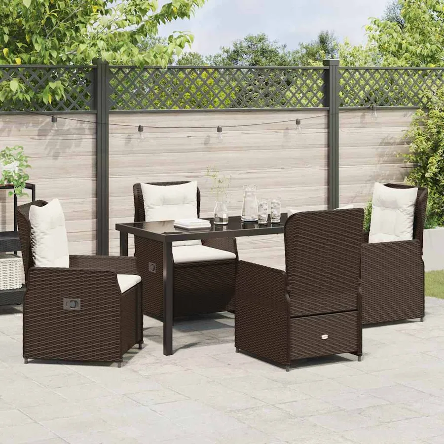 Ensemble de salle à manger pour jardin 5 pcs Marron polyrotin - 4