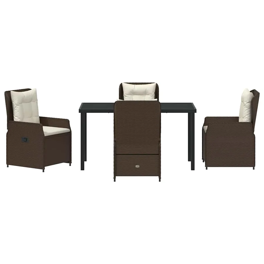Ensemble de salle à manger pour jardin 5 pcs Marron polyrotin - 7