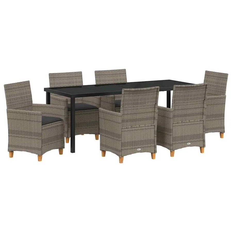Ensemble de salle à manger pour jardin 7 pcs Gris polyrotin - 2