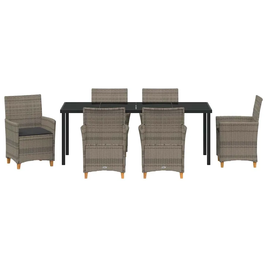 Ensemble de salle à manger pour jardin 7 pcs Gris polyrotin - 7